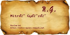 Mitró Győző névjegykártya